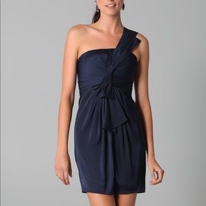 Navy BCBGMaxAzria Palais One Shoulder Dress